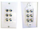 6 port Television Satellite Wall Plate RCA Coax Cable Coaxial Jack