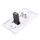 USB 2.0 Port & Dual F Satellite Wall Face Plate RCA Coax Adapter Socket Outlet